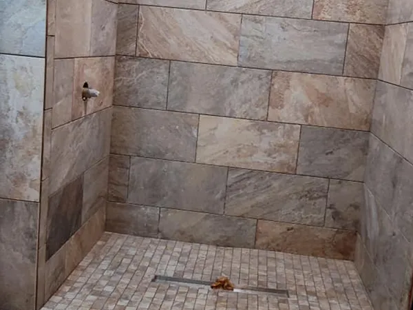 a tiled shower